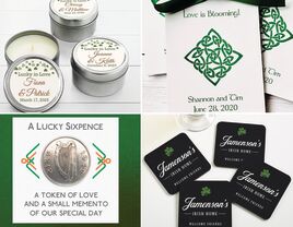 Collage of Irish wedding favors and gifts