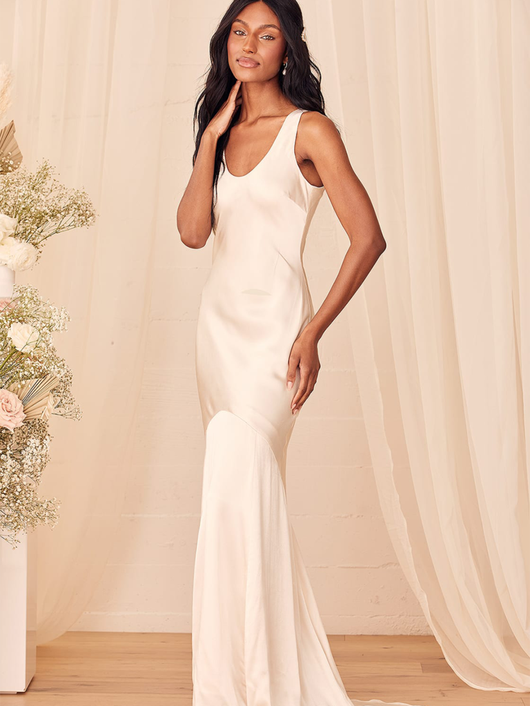 White slip wedding outlet dress