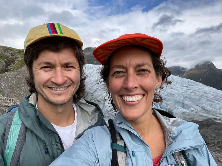 Happy we made it to the top of the glacier - moments before the proposal