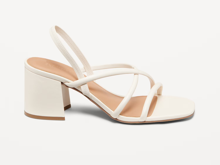 White strappy block heel sandals for beach wedding from Old Navy