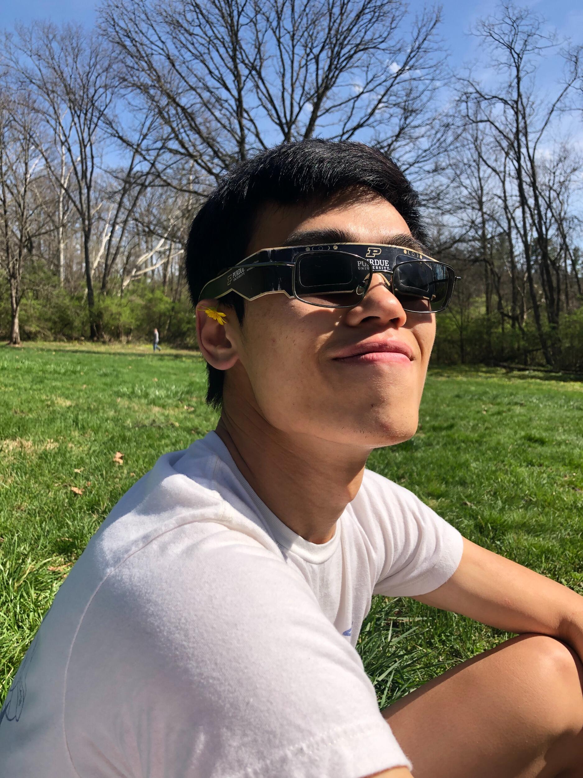 Burning our retinas watching the solar eclipse together 😎