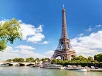 Seine River with Eiffel Tower in Paris, France
