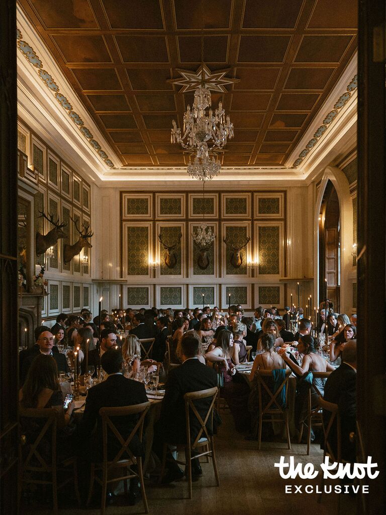 Guests dining at Logan Rae Hill and Joey Kurbanov's wedding reception
