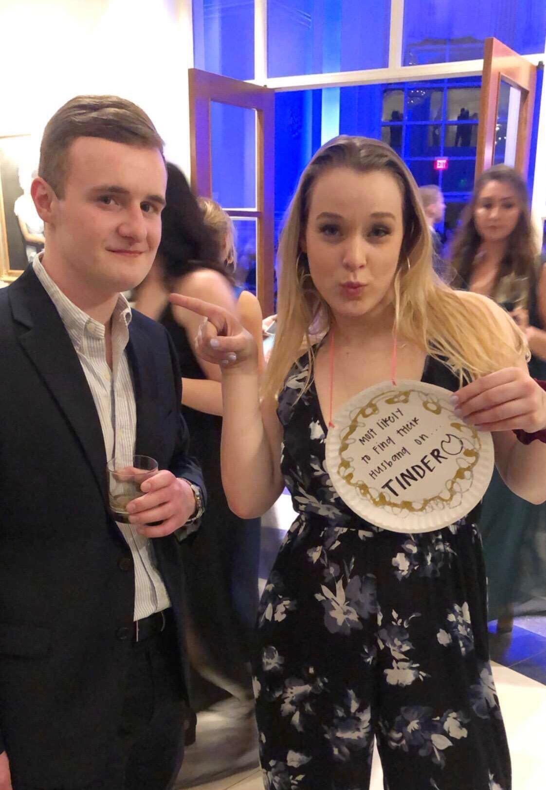 Emily's sorority formal. Her chapter superlative was "Most likely to find their husband on Tinder." A VERY fitting superlative that came true. 