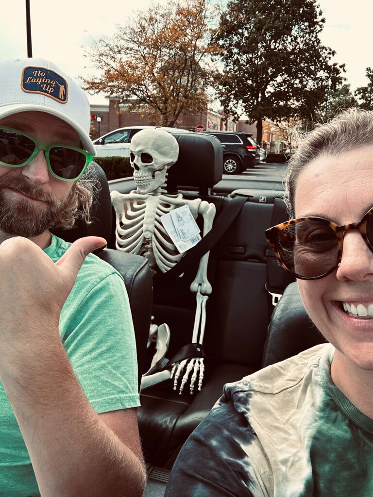 Sometimes we take on strange passengers on convertible drives. Again, Jen LOVES Halloween.