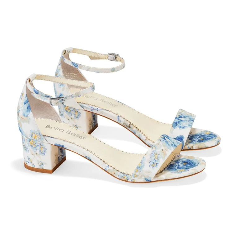 Bella Belle blue floral block heels