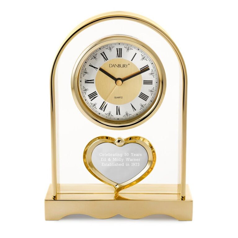 Engraved gold arch clock