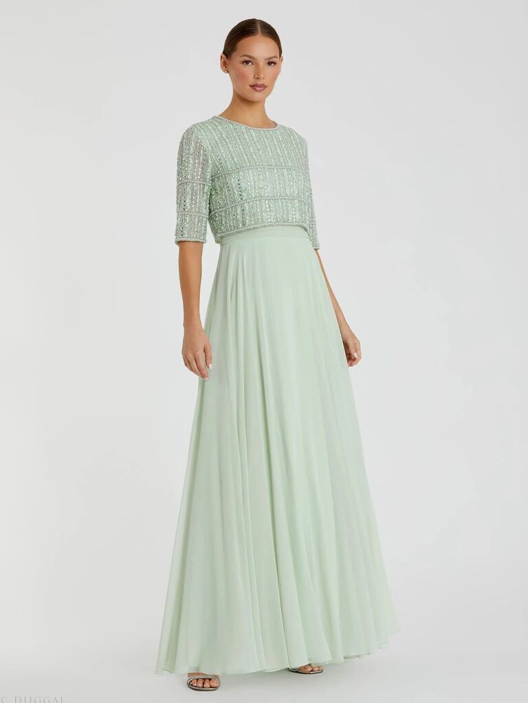 Mac Duggal chiffon mint mother-of-the-bride dress