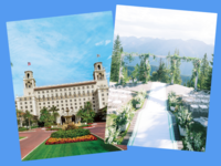 left to right: the breakers palm beach main drive and the little nell wedding deck photo in aspen snowmass
