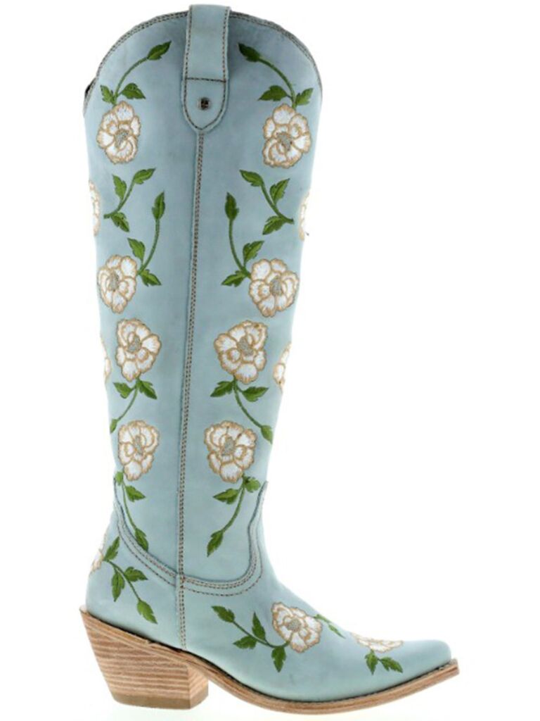 Blush suede floral on sale women's bota boots