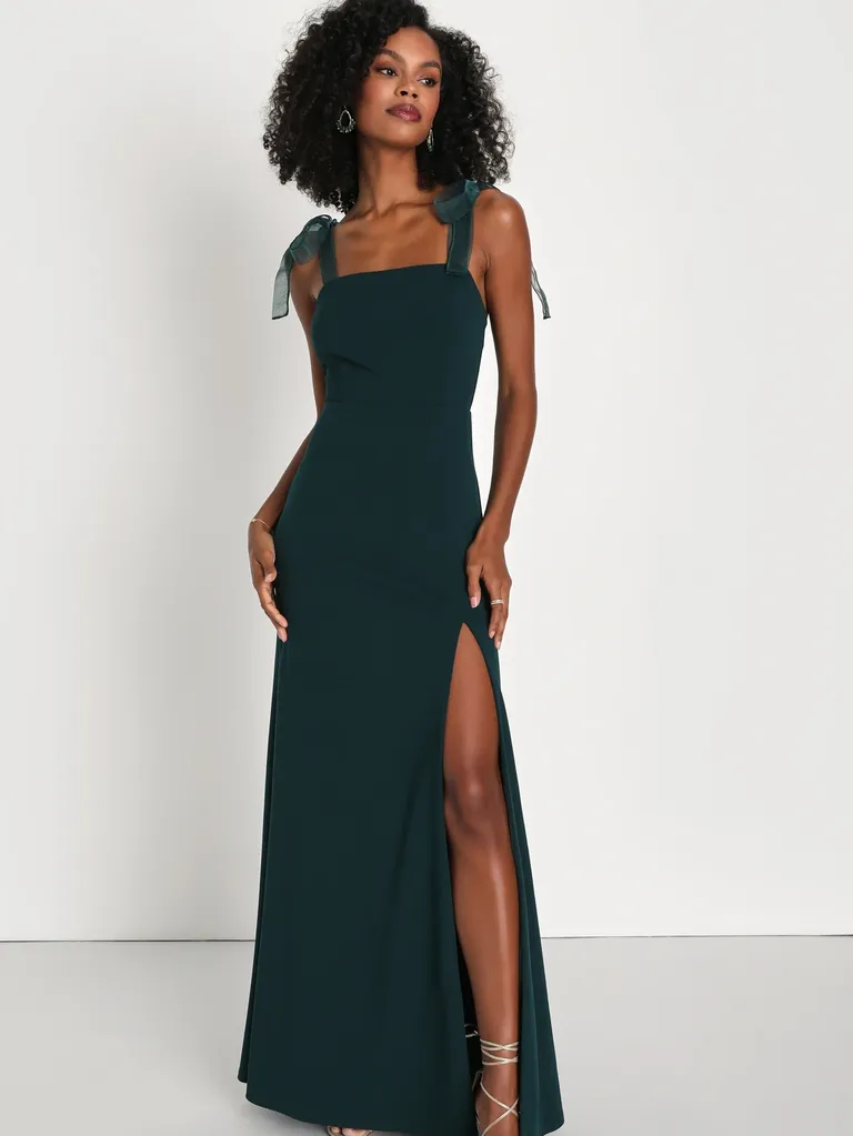 Emerald Green Maxi Dress - Long Sleeve Gown - V-Neck Maxi Dress - Lulus