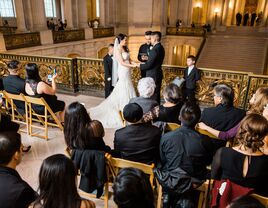 Couple during vows at city hall.