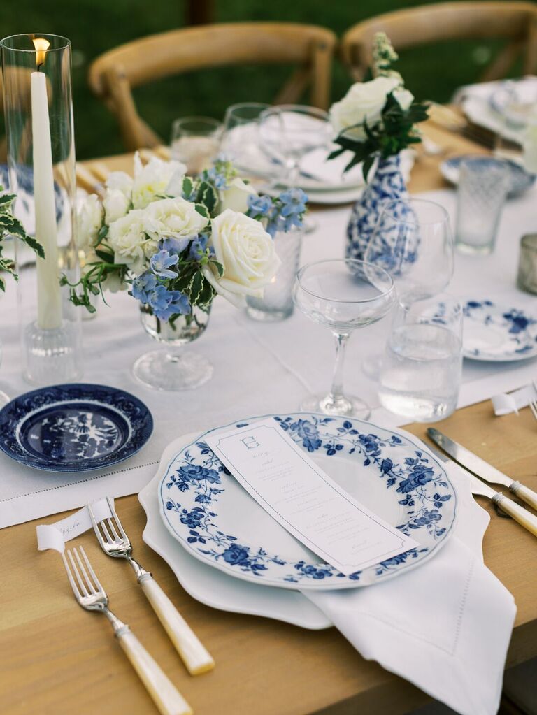 Coastal blue and white florals