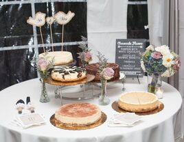 Dessert table with cheesecakes