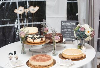 Dessert table with cheesecakes