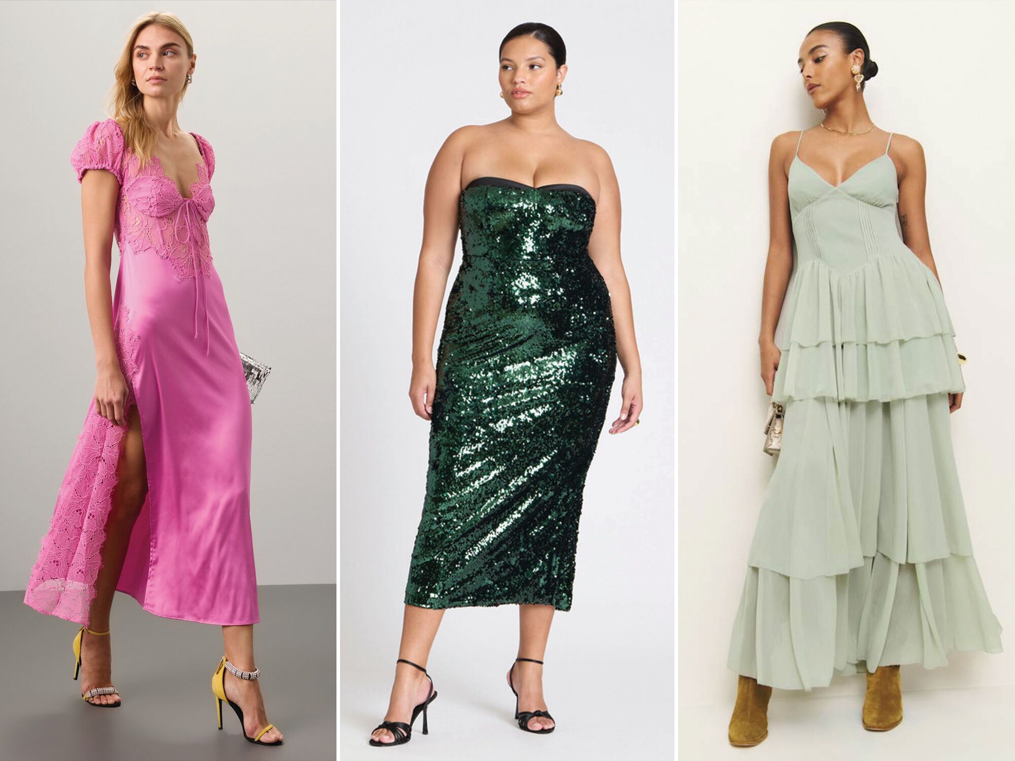 Three trending wedding guest dresses for 2025