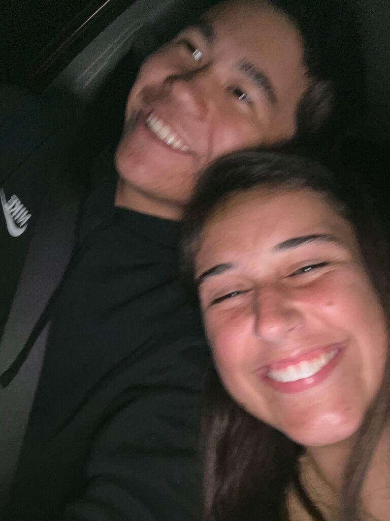 Our one selfie from our first date! One of the craziest days of our lives.