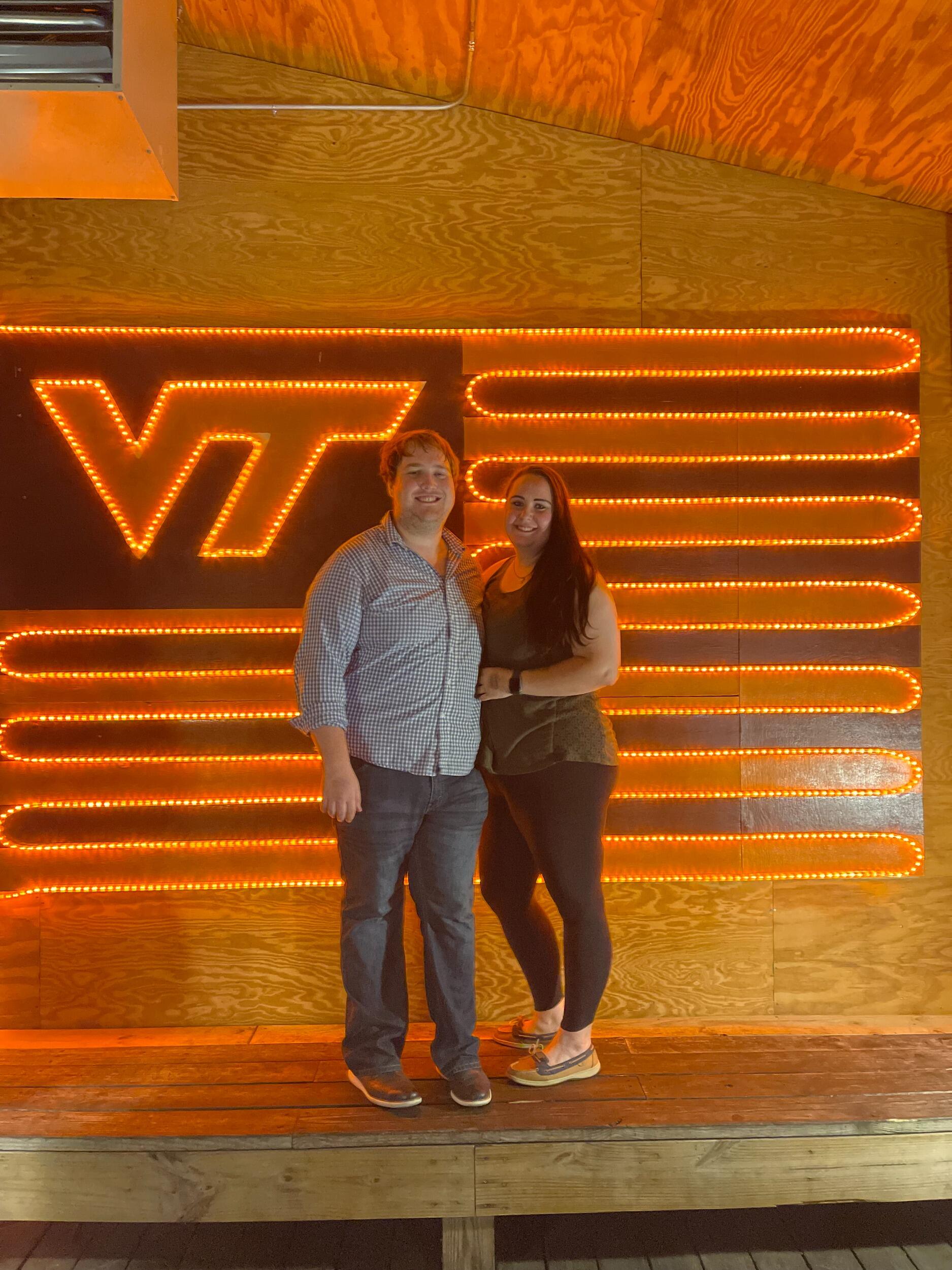 Brett took Sarah to her first bar, TOTS, in downtown Blacksburg with his friends!