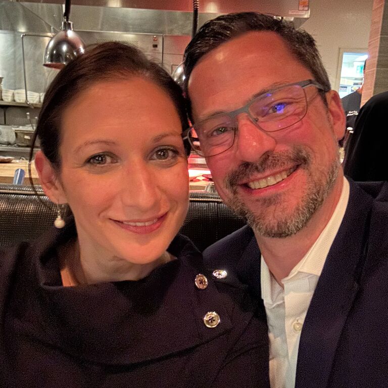Our first photo opt with Jason's glasses! And the night of our first Broadway show together, to see Hamilton