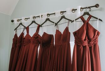 Rack of bridesmaid dresses