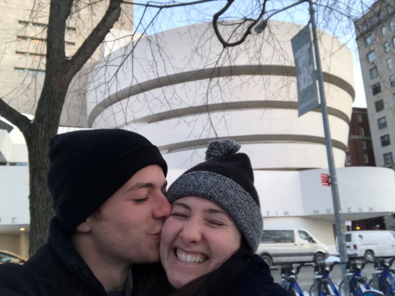 After their summer in Santa Fe, Reed went back to Austin and Syma went back to New York for their last year of college. Reed made the trip out to New York so they could spend their first New Year's together. 