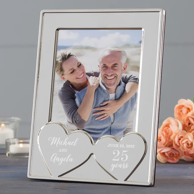 Engraved 25th Wedding Anniversary Presentation Cut Glass Married Couple Gift  in Satin Lined Box Silver Wedding Anniversary Gifts 25 Years 