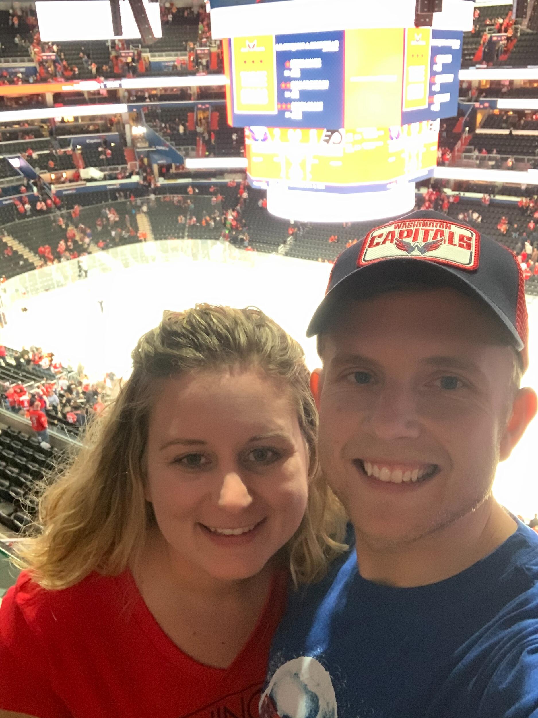 First photo taken together at a Washington Capitals hockey game, not realizing the world was about to shut down. 