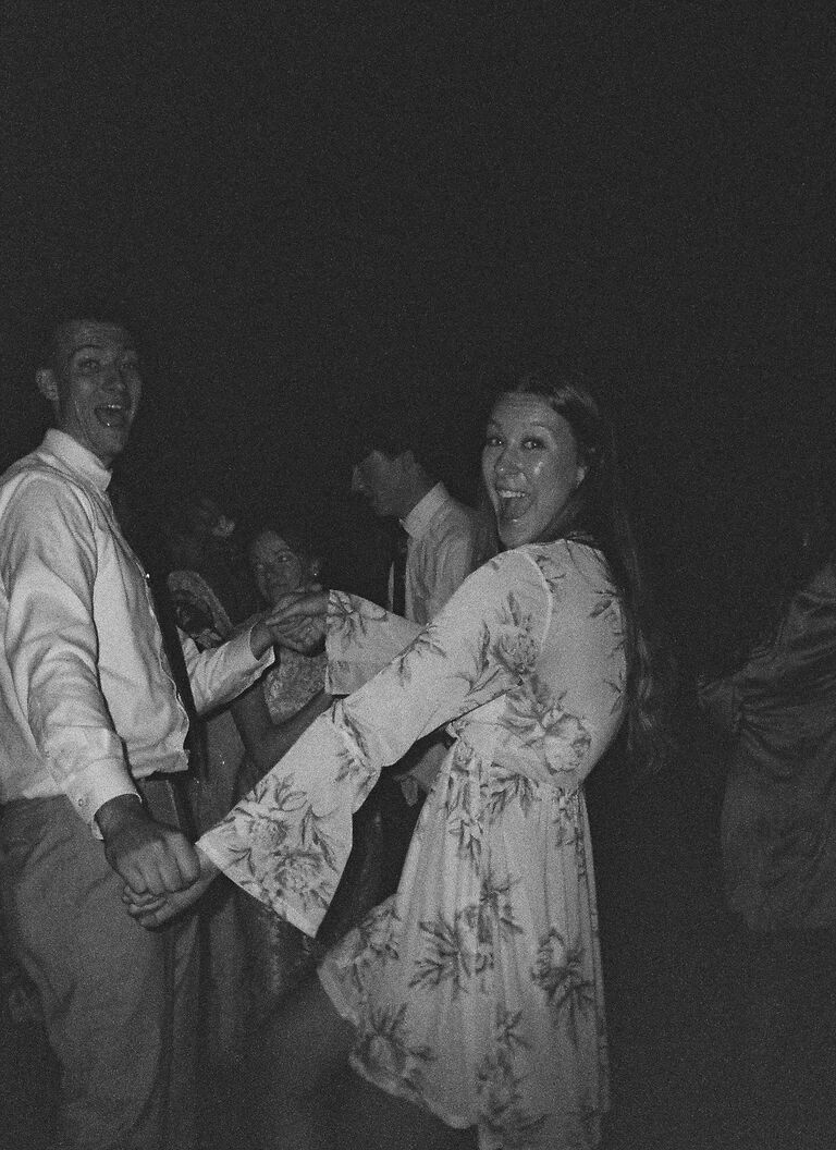 Hitting the dance floor at our friends' wedding!