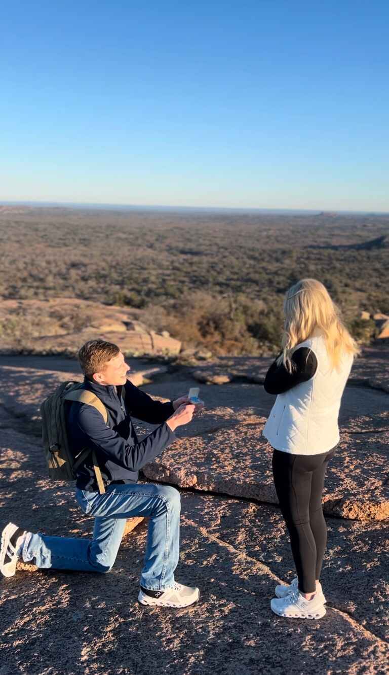 Jake popped the question on top of Enchanted Rock!