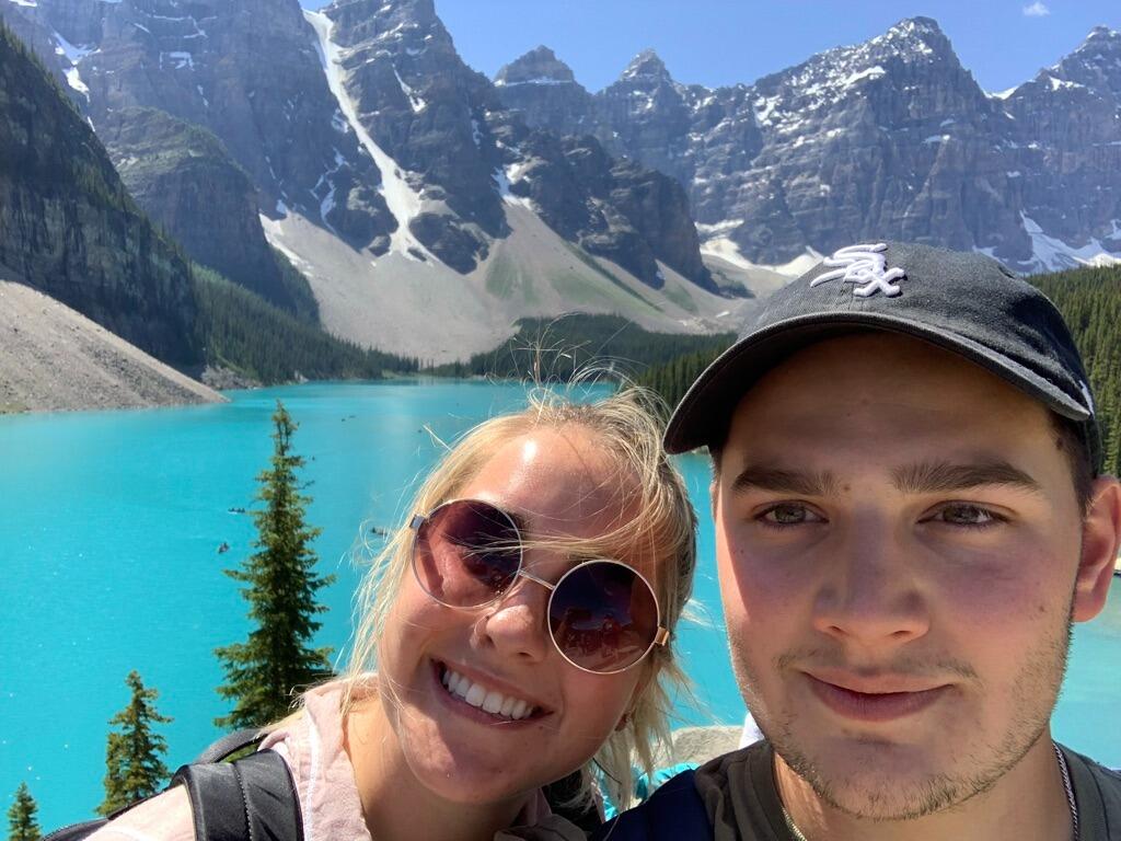 Standing in front of Moraine Lake, AB. 