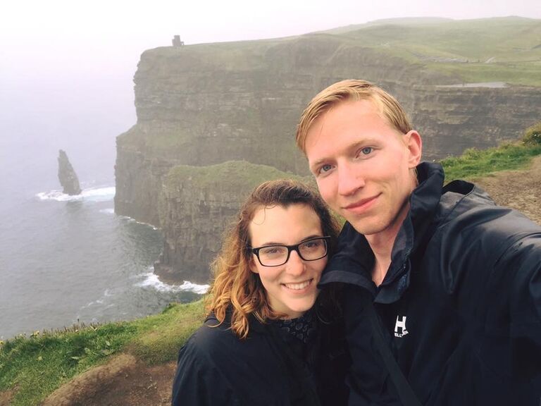 Our alltime favorite thing to do together is travel. Be that camping in the rain or a hotel on the beach! This was Cliffs of Moher in Ireland. We also camped in the rain this trip though-in Iceland!