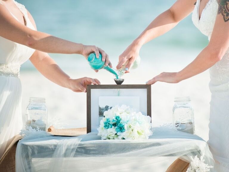 sand ceremony at beach wedding