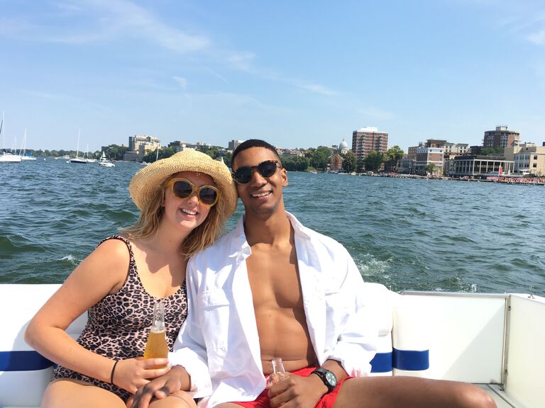 And in September, Austin came up to Madison to see what the boats and Bucky Badger were all about! Go Big Red!