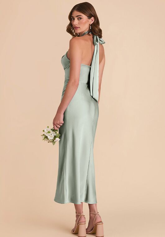 Birdy Grey Monique Matte Satin Dress in Sage Bridesmaid Dress