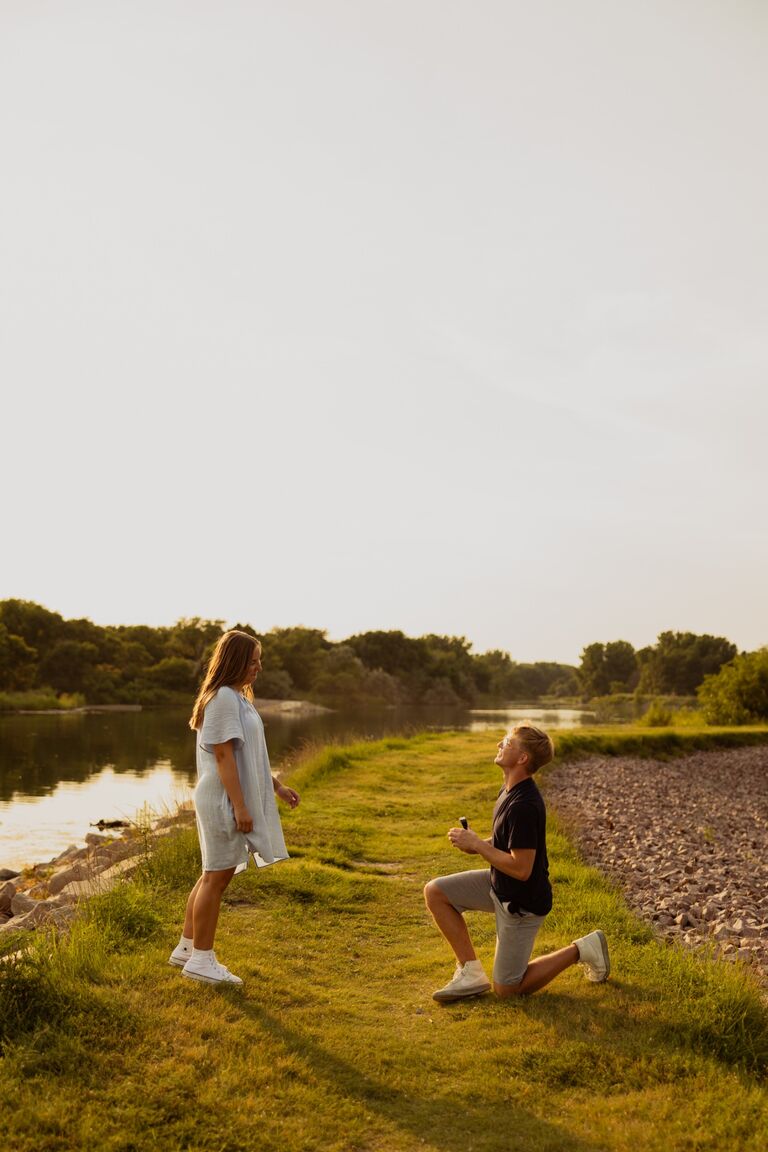 While celebrating their 4 year dating anniversary, Brandon proposed to Alana - she said yes!