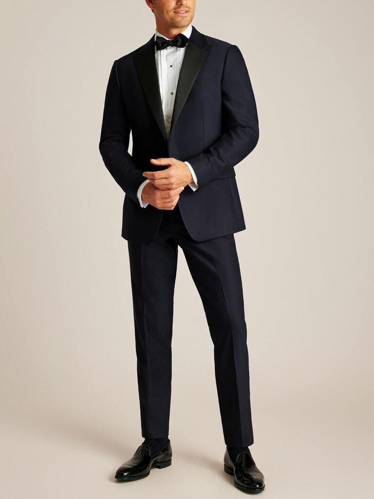 Navy black tie tuxedo