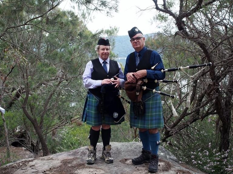Piping at Refuge Bay for VP Day during Covid lockdowns - Refuge Bay on the Cowan Waterway was where the Z Force Commandos trained in 1942 for their raid on Japanese ships in Singapore Harbour - the raid was successful