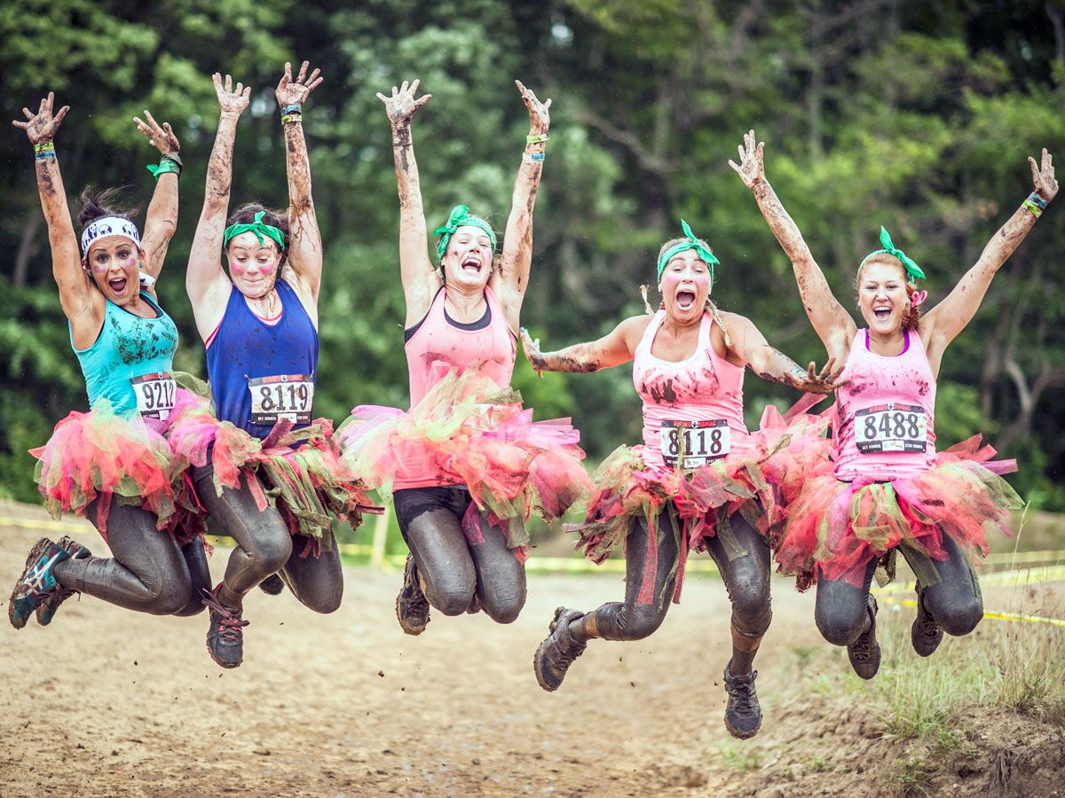Friends participating in Electric Run