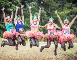 Friends participating in Electric Run