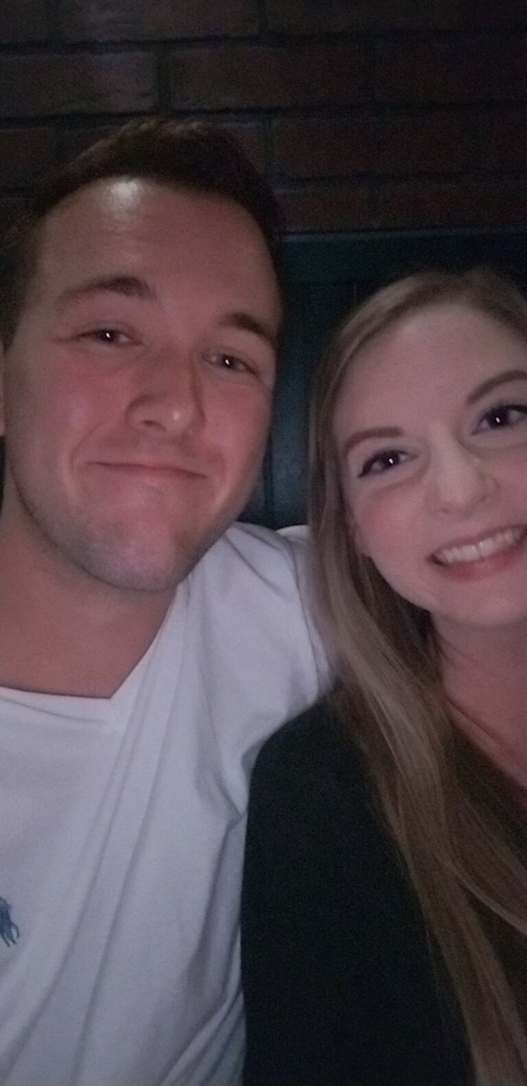 Taylor and Noah's first photo together in downtown Wilmington