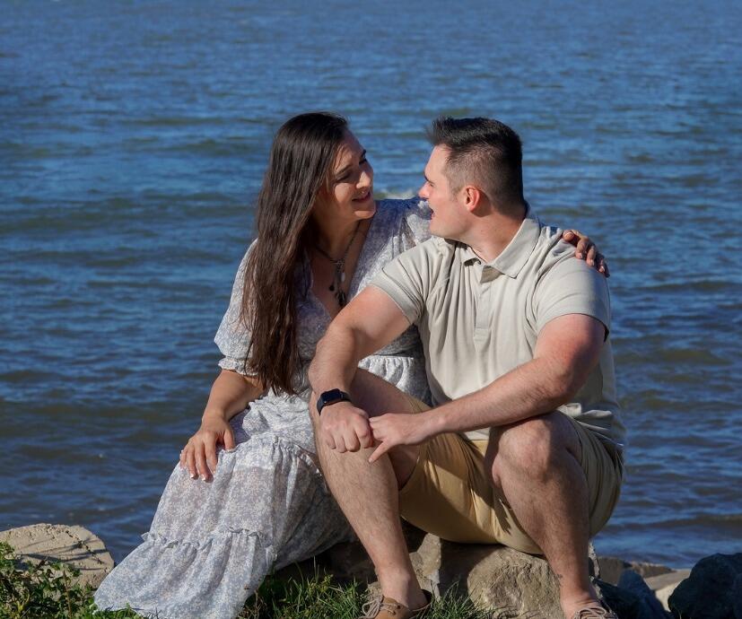 Engagement photos at the beach in Vermilion. 