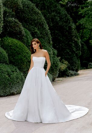 Full A Line with Draped Bodice and Lace Up Corset Back