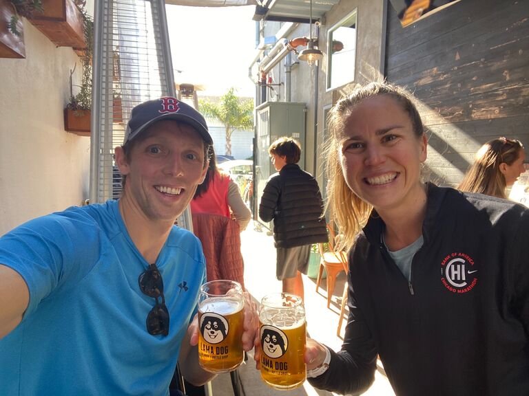 Jackie and Shane moved to Santa Barbara and celebrated in true fashion... with a beachside run and a cold beer at one of their favorite breweries.