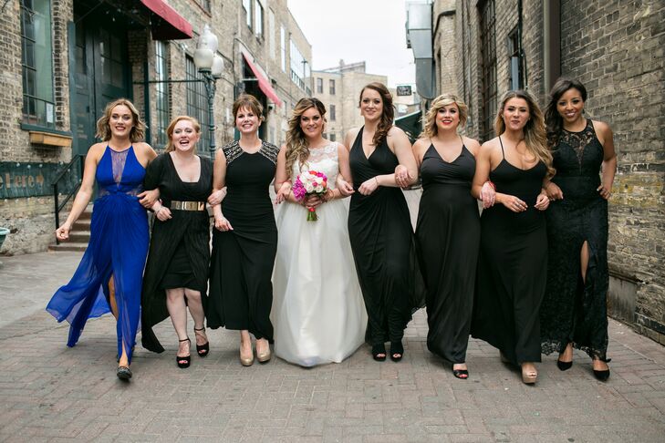 mismatched black bridesmaid dresses