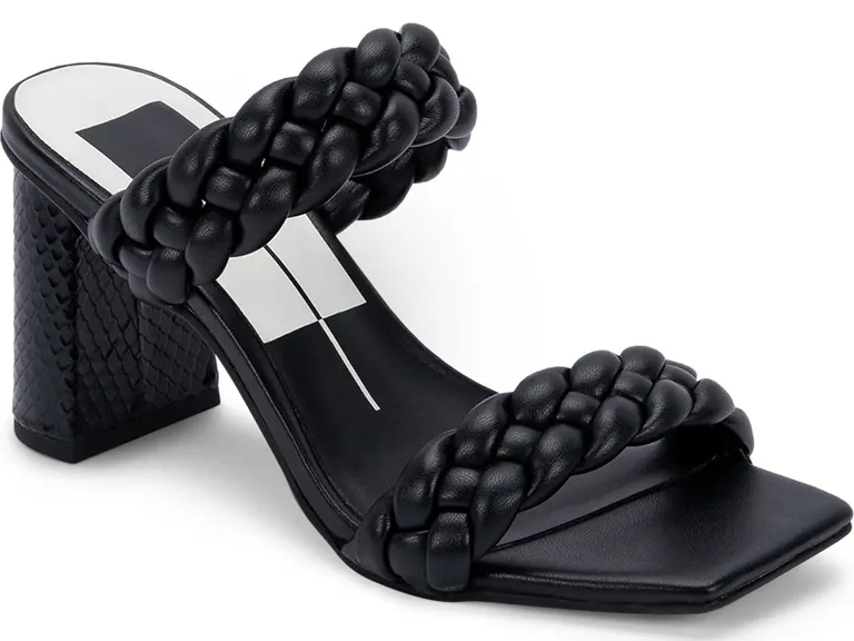 sandals with braided straps and block heel