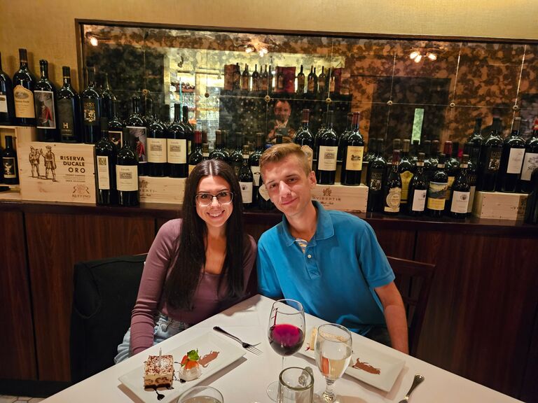 Celebrating eight years together, in Times Square.