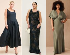 Three plus-size wedding guest dress ideas