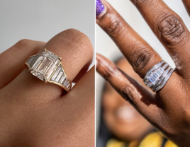 Collage of two plus size engagement rings