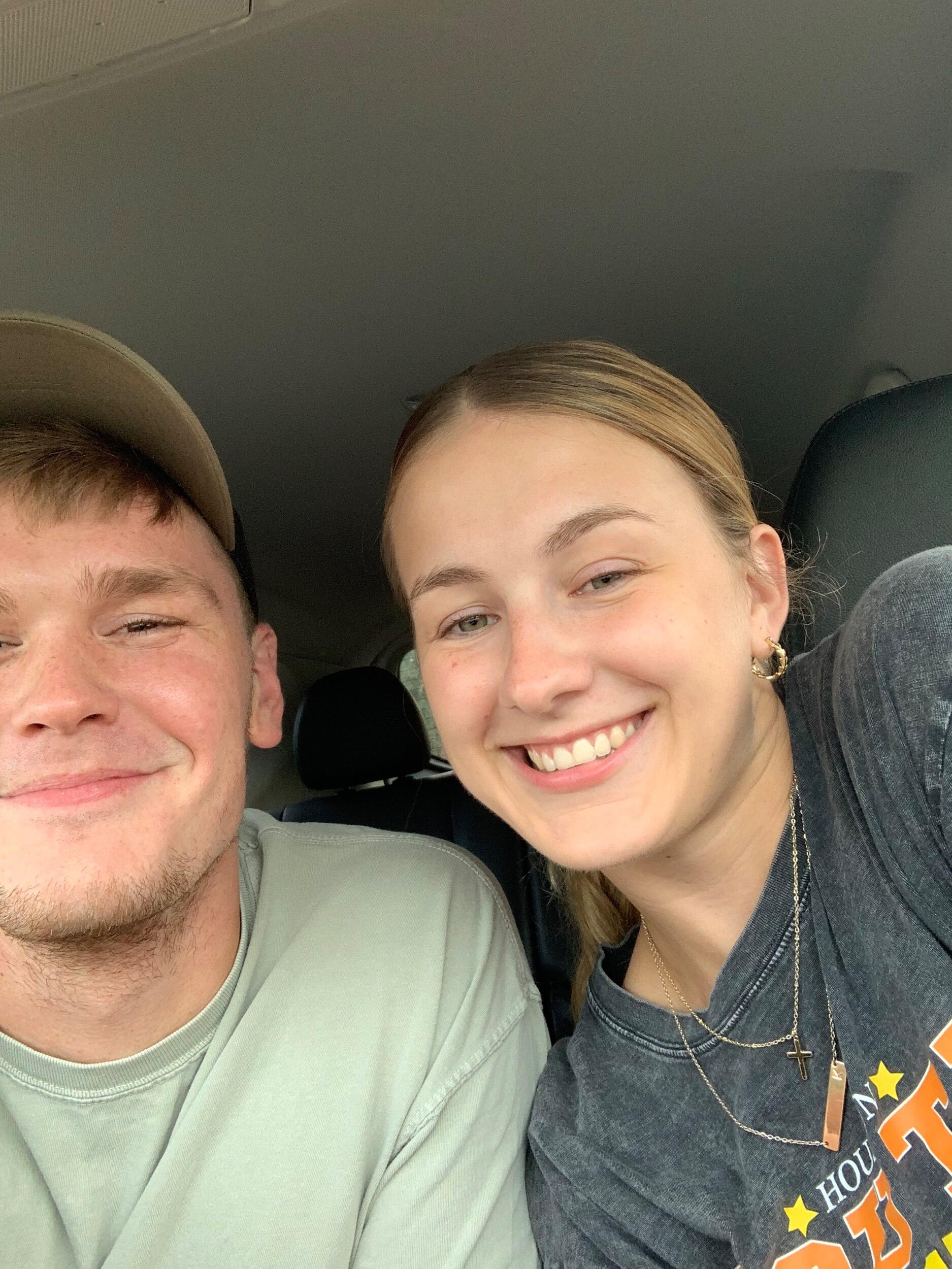 Our first picture together: Taken with no intention of it becoming one of our favorite photos. In full honesty, Nathan took it to mess with Connor (Kayla's older brother).