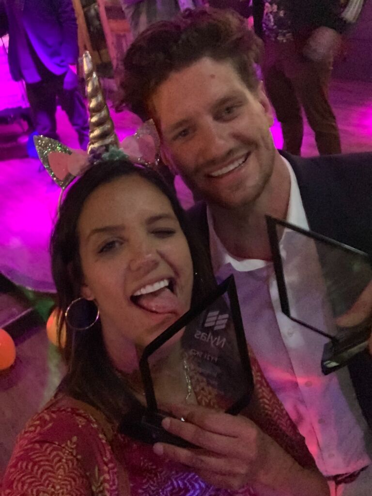 Our first photo together showing off our awards during our first work trip together! Just work wife and work husband here.